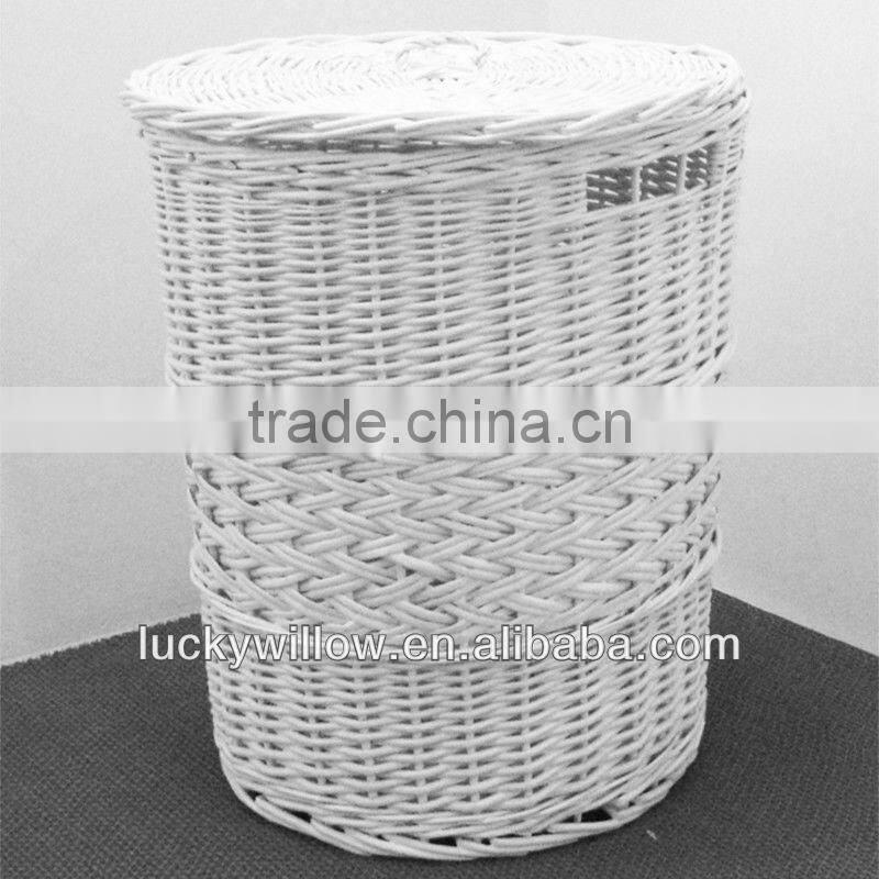wholesale white wicker laundry basket with handle
