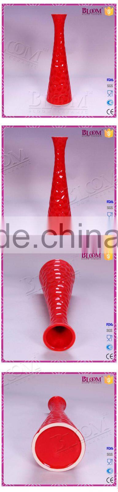 Red glazed ceramic tall vases for wedding centerpieces