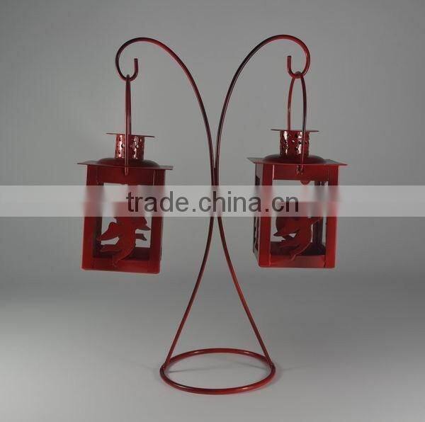 Metal stand with two angel lantern