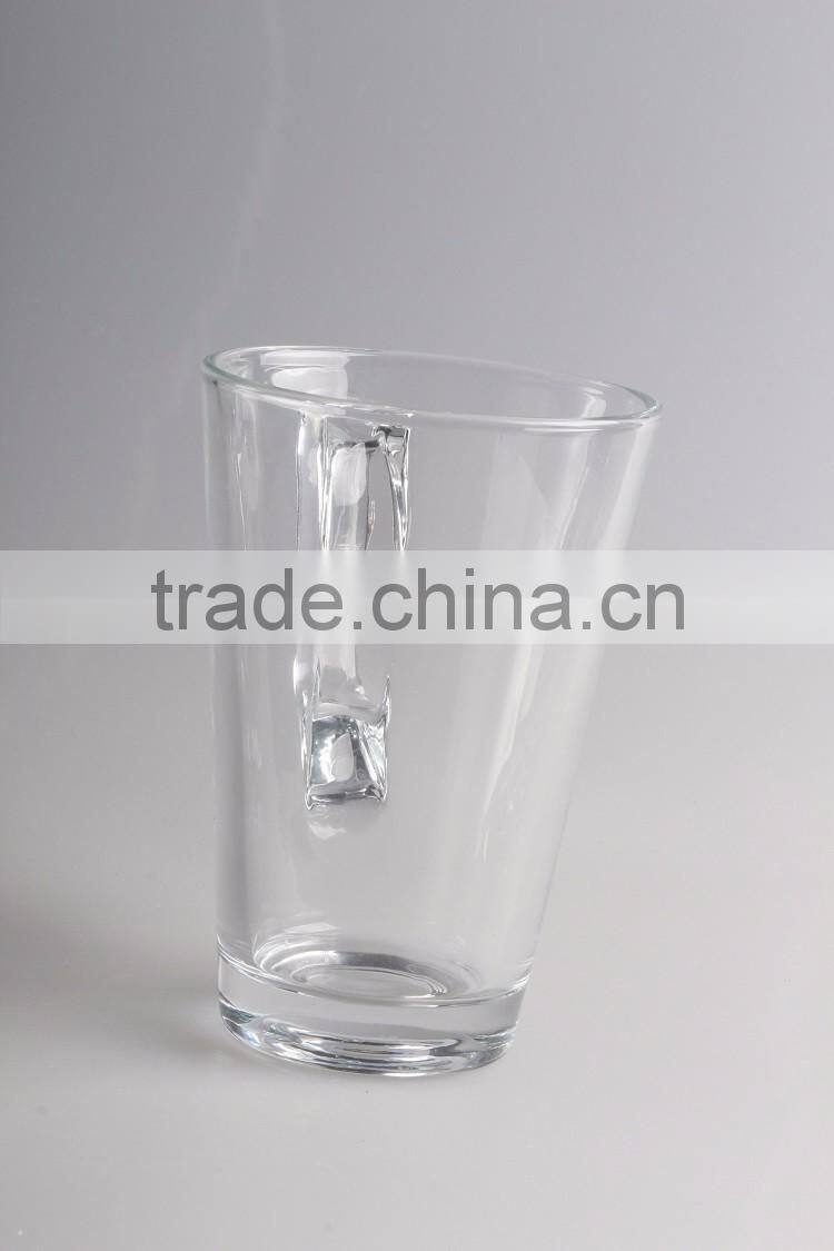Custom logo printed clear cheap 16oz glass coffee mugs wholesale