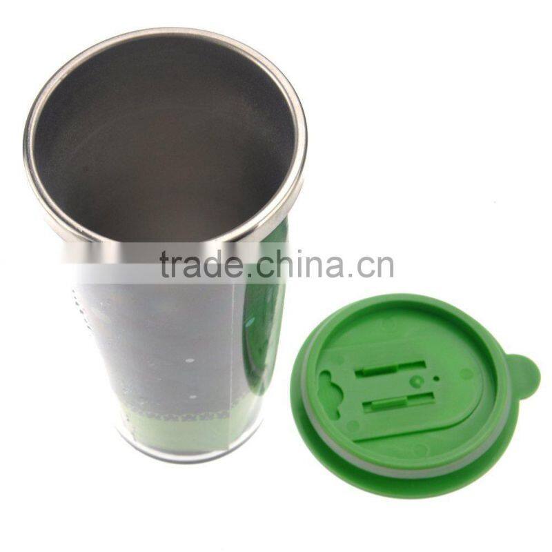 Double-layer Stainless Steel Interior Head sensitive Color changing Mug Cup Coffee Cup with Lid