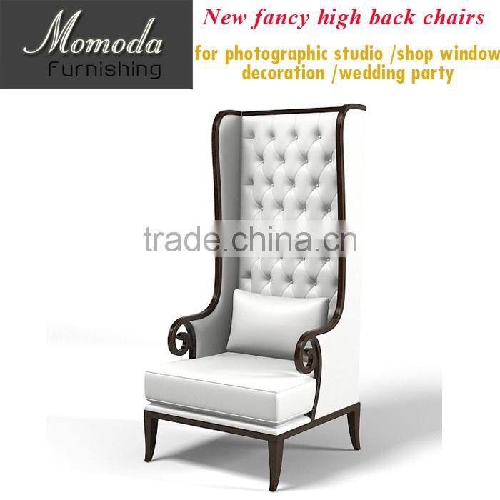 High Back Wing Chair in Upholstered Luxurious Tufted Beige Velvet