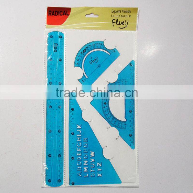 New designer 4pcs clear PVC flexible math set