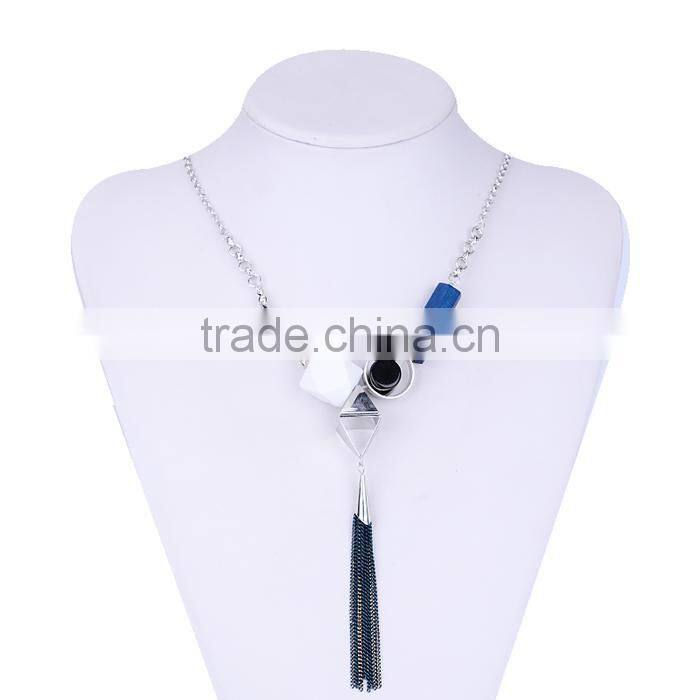 assorted geometric beads chain necklace long chain tassel necklace