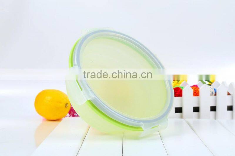 Food Grade Collapsible Silicone storage container 3 sizes/ Air-tight Silicone Folding Lunch Box Microwave Safe