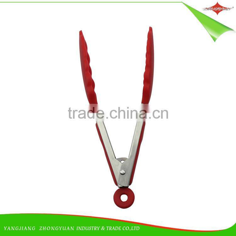 ZY-H2023 for barbecue 7-inch silicone food tong with soft grip handle