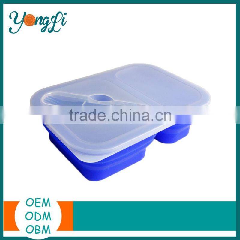 Kitchenware Silicone Plastic Food Container 2 Compartments