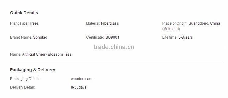 Wholsale China indoor decoration artificial silk cherry blossom tree home decoration artificial cherry blossom tree