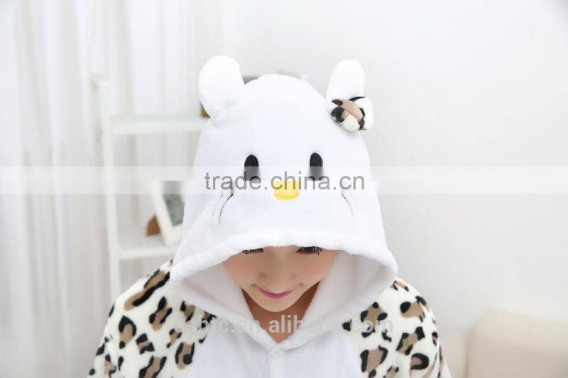 flannel cartoon adult animal jumpsuit animal pajamas jumpsuit leopard design