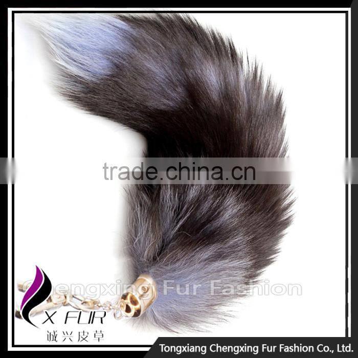 CX-R-17 Cute Fox Fur Tail Custom Metal Keychain