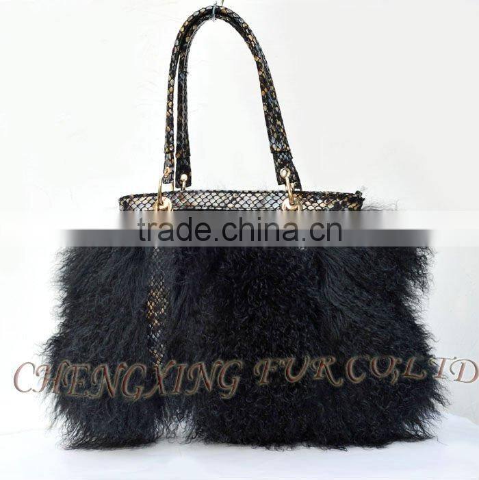 CX-H-47B Mongolian Lamb Fur Ladies Handbag New Products