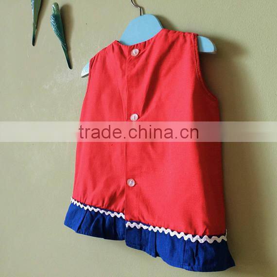 New design wholesale lovely red kids clothes baby dress pictures frock girls baby dress