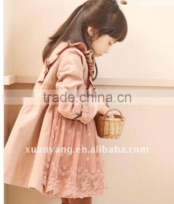 fashion child new year coat whit lace;kids winter clothes