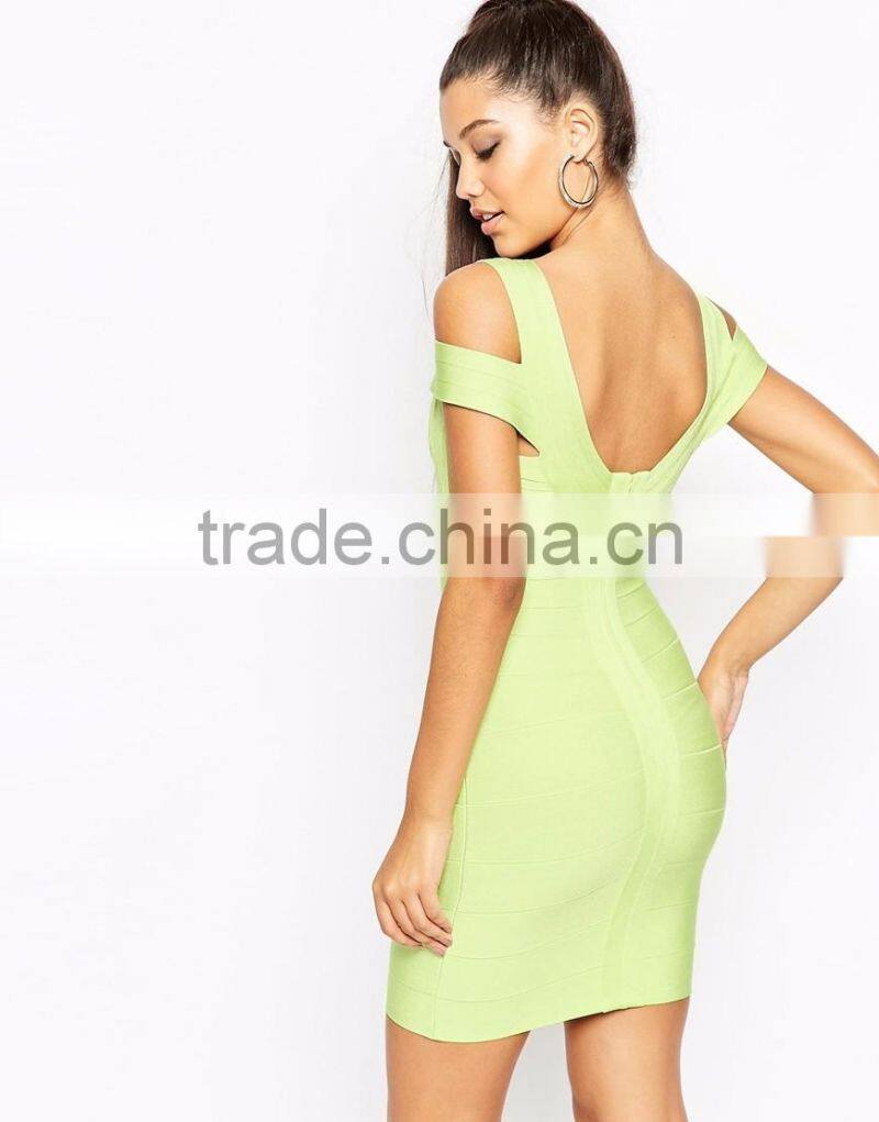 Customized Design Cheap Price Bandage Off The Shoulder Bardot Double Strap Mini dress Alibaba Foshan