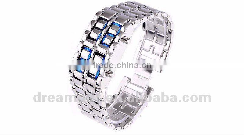 A level 2016 hot lava style led iron watches brand watch samurai LED watch red &blue light women&men style