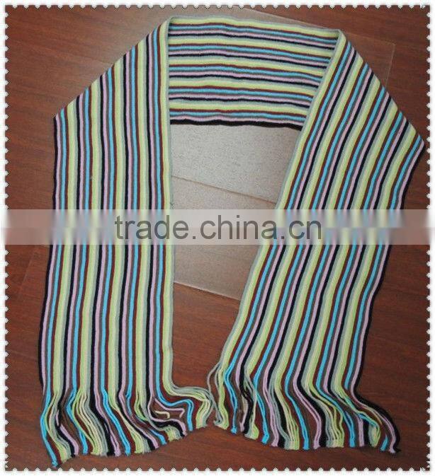 Fashion new style colorful stripe pretty knit scarf