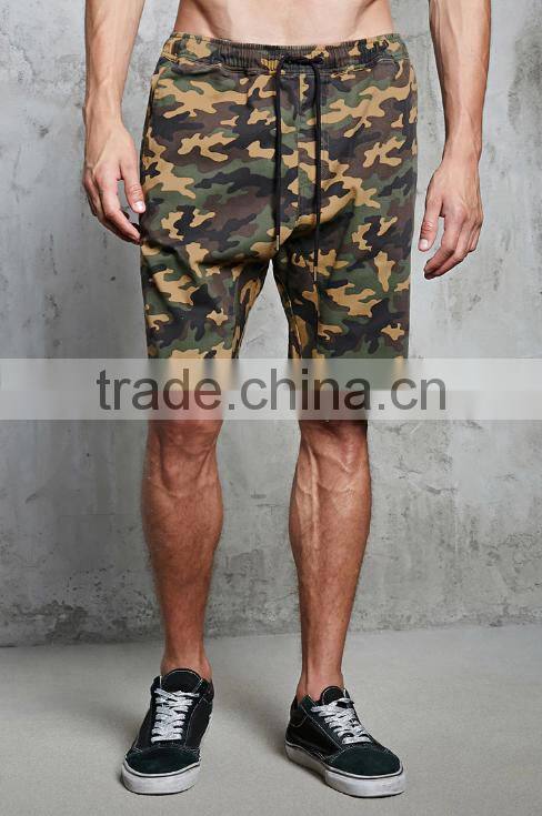 Wholesale mens Drop Crotch Sweat Shorts Mens Casual Camouflage shorts