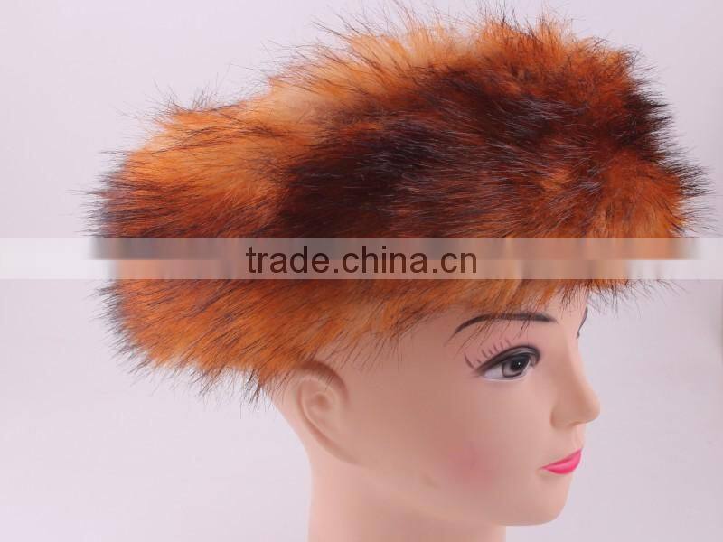 Winter headwear three colors headband faux fur hat with russian style fox fur cap hats