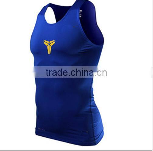 2016 hot sale mens sports vest gym vest dry fit and slimfit H Vest for muscle men with good quality