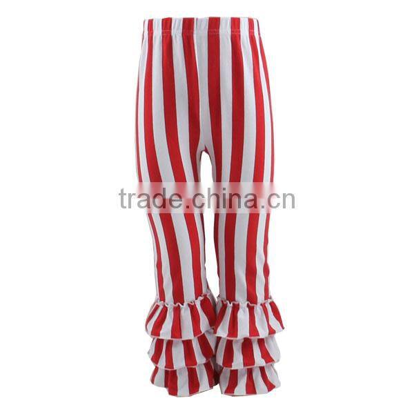2017 children striped boutique kids clothing ruffle pants girls leggings wholesale