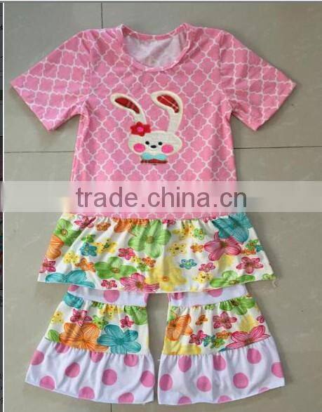 Girls sweet cotton outfit rabbit suit for Spring toddler cotton clothes set boutique kids outfits wholesale clothing in stock