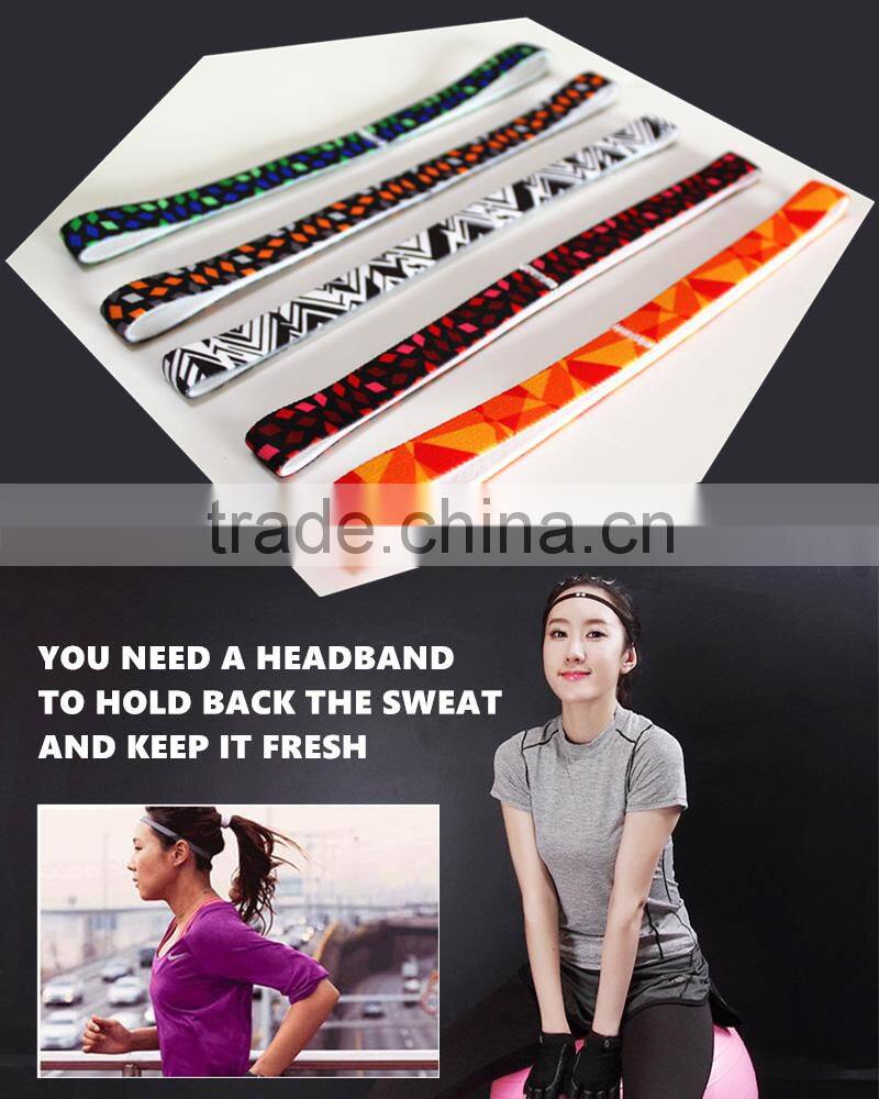 NON-SLIP Rubber Elastic Headband Stretch Strap Yoga Head Belt - Mini Bands Trendy Authentic Sportsbands - Accept Custom