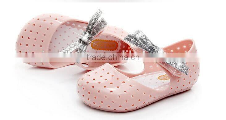 Shining side bow velcro type mini melissa jelly shoes