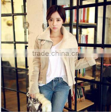 High Quality Custom Sheep Skin Bomber Leather Jacket With Hot Fur Collar
