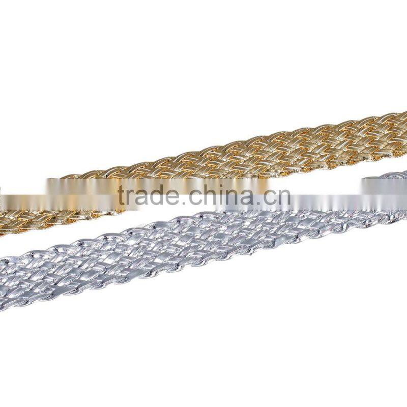 Gold&Silver Flat Wide Glossy PU Leather Cord