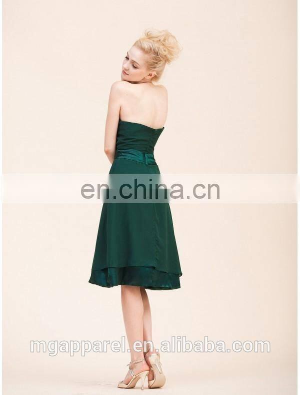 Latest design A line bridesmaid dress chiffon strapless bridesmaid dress patterns with ribbon sash