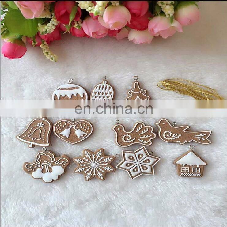 Mix Design Cartoon Snowflake Biscuits Hanging Christmas Tree Ornament Hand Made Polymer Clay Christmas Decorations