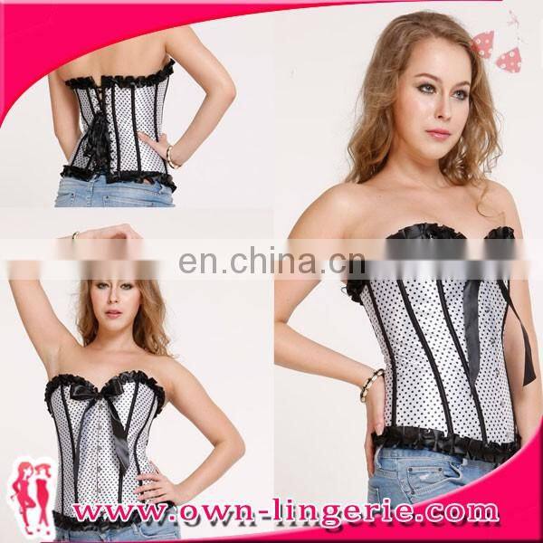 black point corset,white lace corset for woman steel boned corset