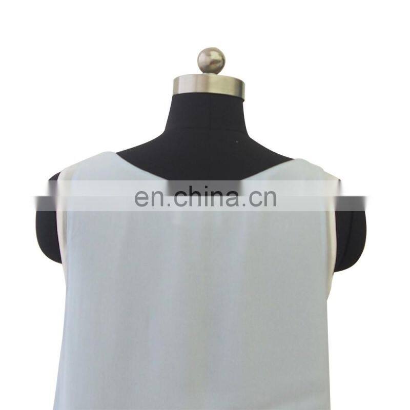 Summer ladies fashion high quality sleeveless blue chiffon blouse