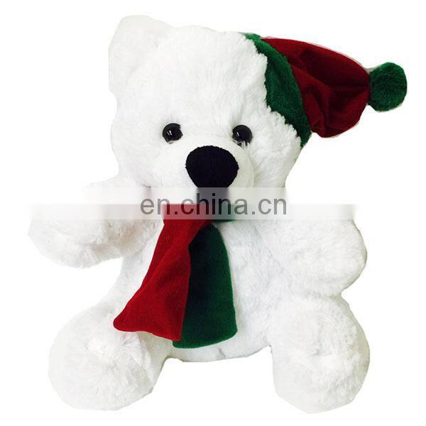 25cm Christmas plush and stuffed toys soft polar bear with X'mas hat and bag