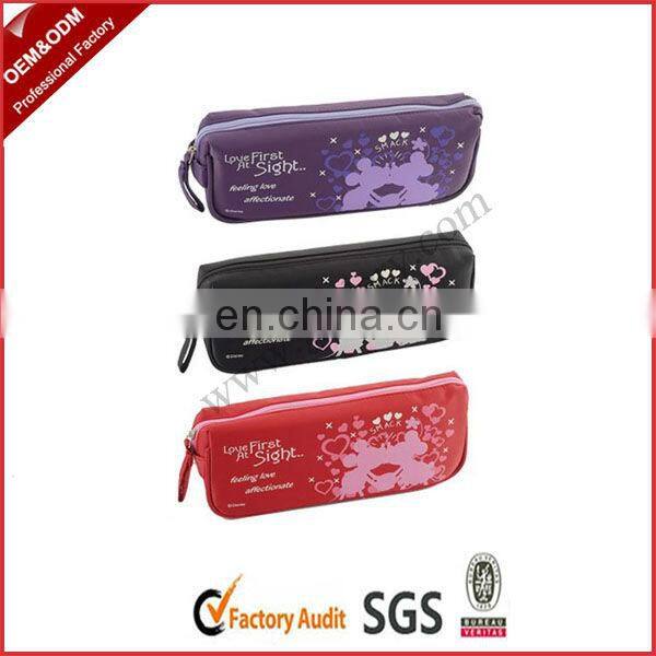 Sweet Strawberry Printed Pink Pencil Cases With Key Ring