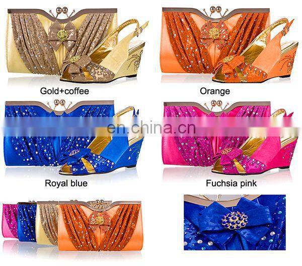 2014 hot sell fasion ladies shoes and matching bags summer