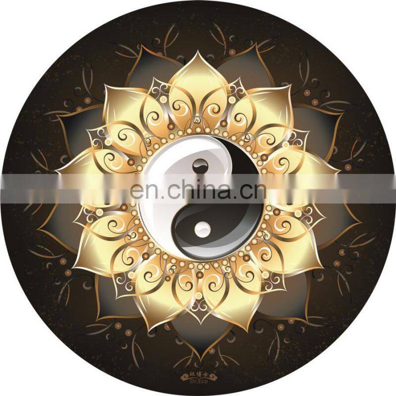 Good quality digital printing round suede natural rubber yoga mat