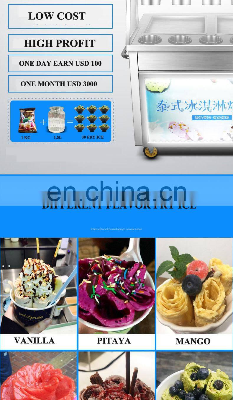 Electrical  Double flat Pans Thailand Roll Fried Ice Cream Machine / Ice Cream Cold Plate / Fry Ice Cream Machine
