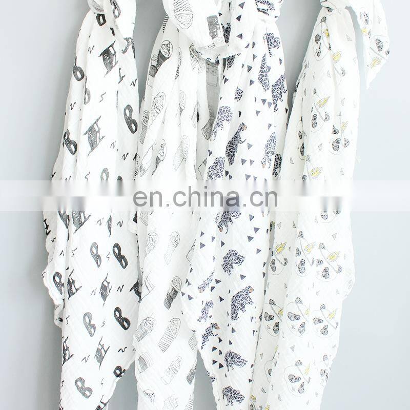 100% cotton green and healthy 2 layer muslin summer swaddle baby blanket