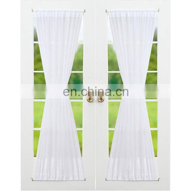Best sell customized white sheer door window curtain voile french door curtain