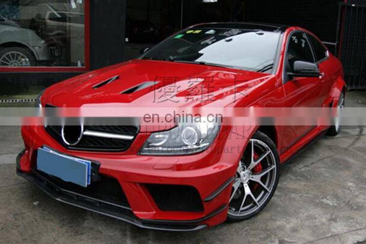 C-CLASS W204 C63 B style Coupe to Black Series style body kit 07~14y FRP front and rear bumpers side skirts fenders muffler