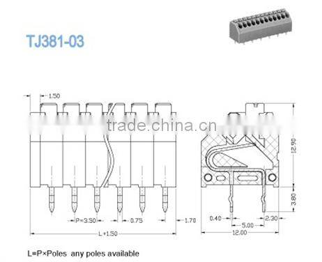 Double rows terminal Pitch 3.50mm 300V 5A termin block