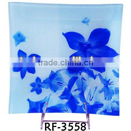 Popular Daily Used China Made Persoanlized Sqaure Clear Hot Bending Promotion Glass Dinner Plate