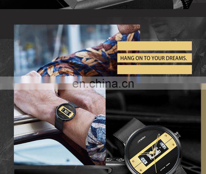 SINOBI Masculinity Business Stylish Wristwatchs Delicate Hollow Pointer Watchs Wristwatches Men S9825G-D