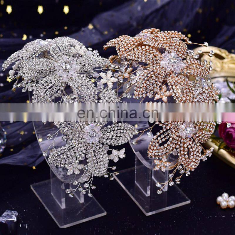 Flower Bridal Crown Tiara Rhinestone Wedding Hair Jewelry Bridal Hair Accessories Luxury Crystal Bridal Headwear