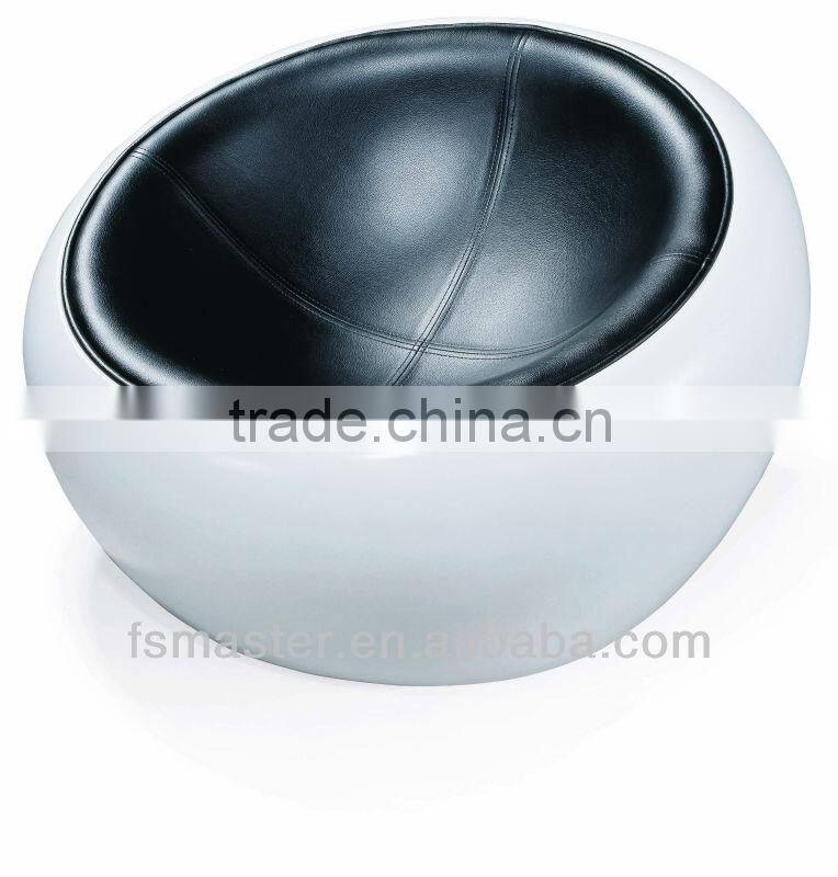 fiberglass fashion design hot designpu leather orange/black color modern fashion ball egg chair