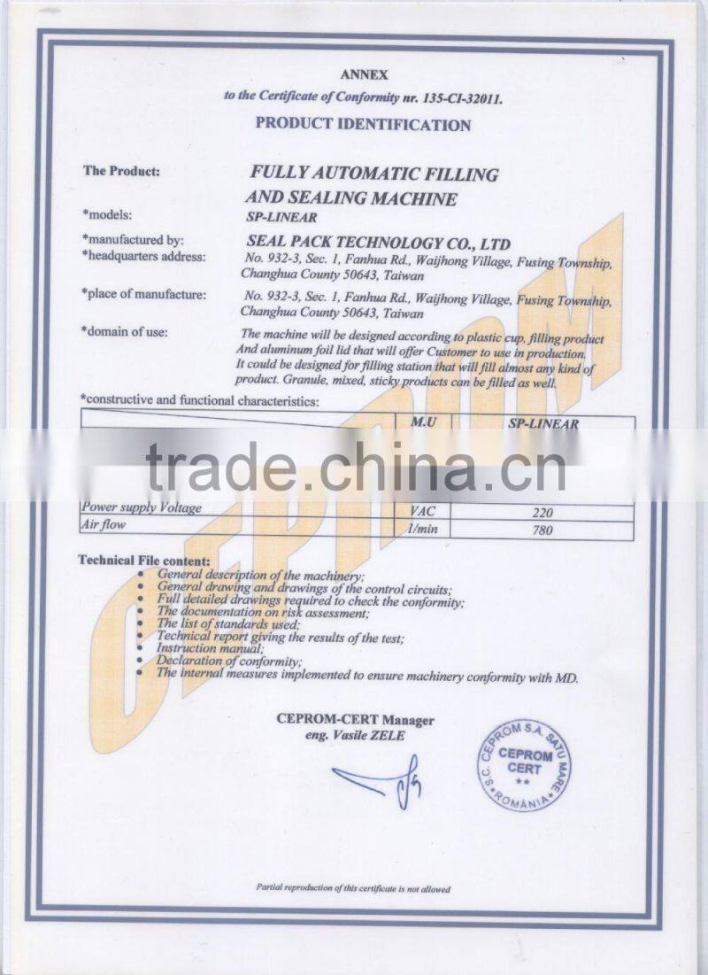 Automatic sealing machine for disposable Plastic Cup