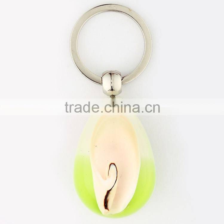 2016 Hot selling keychain with real sealife peacock shell