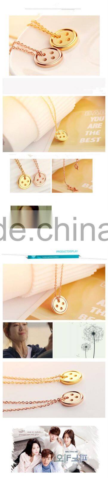 Latest design beads necklace rose gold button lucky necklace