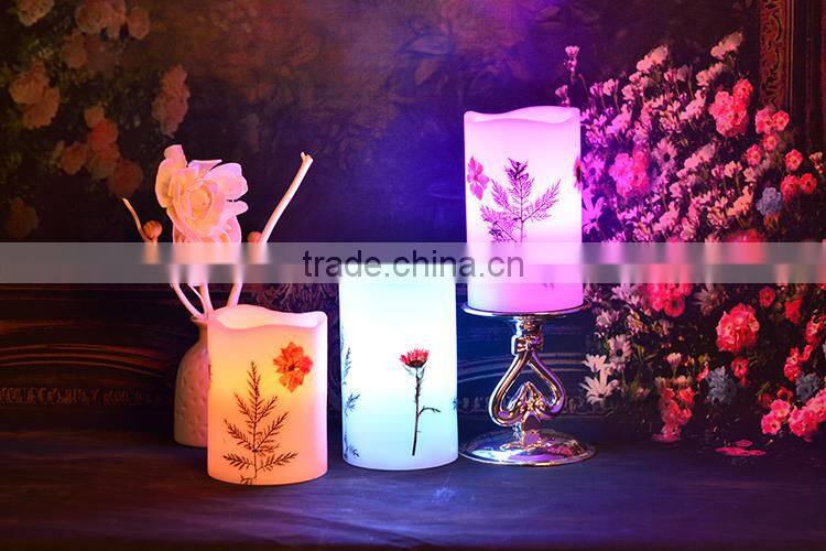 Rechargeable beautiful Peony flowers real wax flameless LED candle